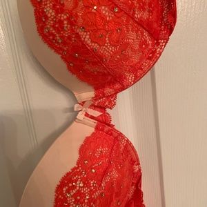 Victoria Secret bra size 36C red lace with crystals